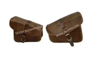 Rusty Brown Leather Side Saddle Bag Fit For Royal Enfield Interceptor GT 650.