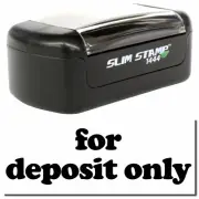 Slim Pre-Inked Lowercase For Deposit Only Stamp Size 1/2" Tall x 1-1/2" Wide