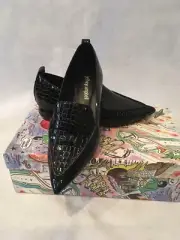 NIB WOMEN’S JEFFREY CAMPBELL VIONA BLACK PATENT CROC LOAFER-SIZE 5