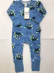 NEW Baby Bonds Snow Sled Winter Animals Zippy Blue Wondersuit - sz 0 (6-12m)