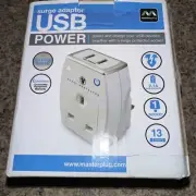 Master-Plug Power Surge Protection Socket UK w/USB 13 amp Type A factory Sealed