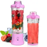 Portable Smoothies Blender,USB Juice Cup,Shakes Blender,Baby Food Mixing Machince with 6 Blades Rechargeable Battery,for Home,Travel,Office(Purple)