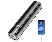 Mini Flashlight, USB Rechargeable Flashlights, Mobile Power Flashlight Built-in Battery—Black