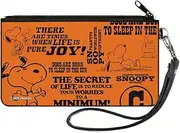 [Buckle-Down] Peanuts Wallet, Zip Pouch, Snoopy Poses and Quotes Collage Orange Black, Canvas