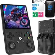 2025 New Upgrade R36MAX Retro Handheld Game Console with 128GB Built-in 22000 Classic Games, Portable Hand Held Open Source Linux System 4.0-in 4k HD IPS Screen Video Player (Black 128GB)