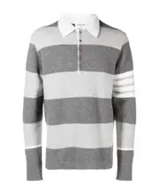 Thom Browne Striped Polo Shirt 1,2,3,4,5 Gray