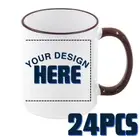 24pcs 11oz Rim Handle Deep Red Mug Custom Design & Text for Promotional Gift