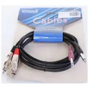 6ft 2-1/4in (6.3mm) Mono Male to 2-RCA Male Audio Cable for PA Speaker DJ System
