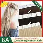 Traceless Tape In Remy Russian Human Hair Extensions Skin Weft FuLL Head THICK
