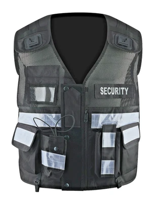 Black Security Vest Tactical High Visibility Reflective Warden Community Officer