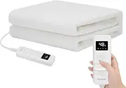 Electric Blanket, Heated Electric Underblanket King Size with 18-48°C Temperature Range, 3 Auto-Off Levels, LED Display, Fast Heating, Machine Washable & Detachable Connector, 160x140cm
