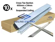 10x Chrome Mirror Cross Tee Section, 600mm x 24mm Suspended Ceiling Grid System