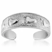 Footprints Design Toe Ring Genuine Solid Sterling Silver 925 Size Adjustable