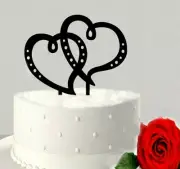 Acrylic Two Hearts Bride Groom Cake Topper Wedding Cake Decoration