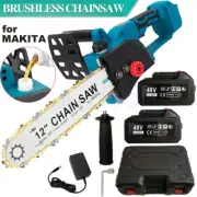 12inch Cordless Electric Chainsaw Brushless Wood Cutter Saw + Battery For Makita