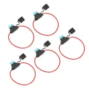 5 Pcs Inline Fuse Holder DC 32V 14 AWG Waterproof Blade Fuse Holder w 15A Fuse