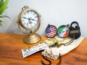 Chic Brass Tabletop Clock with Vintage-Inspired Base Design - Modern Home Decor