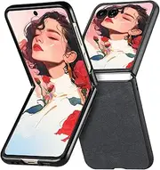 [Ephoou] Retro Case for Motorola Razr Plus 2025/ Razr Ultra 2025, Hard PC Scratch-Resistant Anti-Fingerprint Slim Skin Friendly Leather Cover Case for Motorola Razr 60 Ultra. TP-Black
