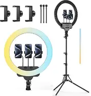 18" Ring Light Kit with 82" Foldable Stand, CRI 95 2700-6500K Color Temperature Dimmable LED Light for Selfie Live Streaming Tiktok Makeup Video Recording Vlog Barber Photography, with Bag & Remote