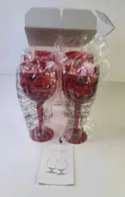 MARQUIS by WATERFORD Brookside Red Crystal Wine Glasses 8.5" Set of 4 Boxed.