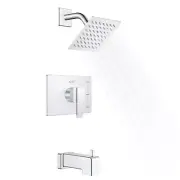 Polished Chrome Tub and Shower Trim Kit, Modern Shower Faucet with Single-Spr...