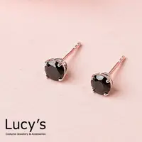 在飛比找蝦皮商城優惠-Lucy's 925純銀 黑夜基本款單鑽耳環 - 0.5 c