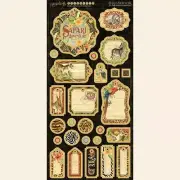 Graphic 45 - Safari Adventure - Chipboard Embellishment Tags Motif Icons
