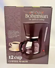 New - 12 Cup Coffee Maker Black Bohemian Anti Drop Carafe Reusable Nylon Filter