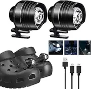 2 Pack Headlights for Shoes, Version Rechargeable and Waterproof, LED Lights Charms Accessories for Kids Adults, Light Flashlight Attachment,Camping Headlights Flashlights for Shoe
