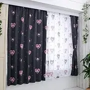 Chromi My Melody SB-661-S/SB-662-S Midnight Melody, Grade 2 Blackout, Thermal Insulation, Lace, Set of 4, Width 39.4 x 78.7 inches (100 x 200 cm), Sanrio My Melody Washable, Character