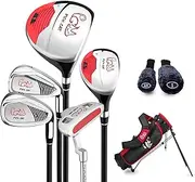 Junior Golf Club Complete Set for Children Kids, 5 Golf Clubs with Stand Bag and 2 Headcovers for Boys & Girls, Right Hand