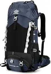 60L Waterproof Hiking Backpack Camping Travel Daypack with Rain Cover for Camping Hiking Travel Dark Blue