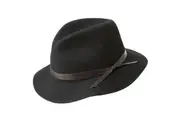 BAILEY Obie 100% Wool Felt Travel Hat Warm MADE IN USA Crushable 1371 Fedora - Black - L