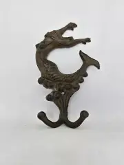 Cast Iron Mermaid Double Wall Hook Nautical Rustic Beach House Coat Hanger