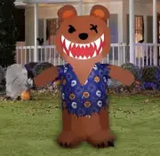 Frightful Teddy Bear Halloween Airblown Inflatable Yard Decor Lights Up 4' Tall