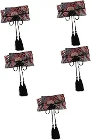 [Minkissy] 5pcs Classic Hanfu Waist Belt with Tassels for Women Floral Cloth Waistband for Hanfu and Yukata Elegant Dress Accessory for Various Occasions