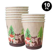 Woodland Forest Animals Theme 250ml 9 OZ Paper Cups 10PK - Kids Birthday Party Tableware