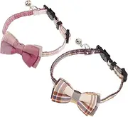 JOINPAYA 2pcs Cat Collars with Bow Tie and Bell: Adjustable Pet Collar for Cats Kittens Fashion Neck Decor Pet Supplies Accessories