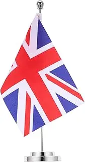 jojofuny Uk Desk Flag with Base British Flag for Office Table Decoration Home Decor International Festival Events Stable Pole Robust Stand