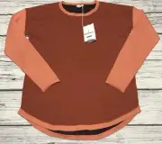 Smartwool Women Shadow Pine Colorblock Sweater Ginger/Masala Small 16487-H82