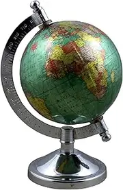 THE Unltd India World Globe with Stand, Geography Educational Globe for Students & Teachers, Base Metal Stand with Plastic Ball, World Globes for Children's Educational Tools (Green,5x7In)