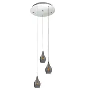 Bailey LED 3L Staircase Glass Pendant Lights Smoke | Marden Designer