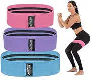 Fabric Resistance Bands Set of 3 for Legs and HIPS, Booty Bands Heavy Duty Non-Slip for Glutes, Squats, Stretching, Gym Exercise and Home Workout, Resistance Bands, Workout Bands with Carrying Bag