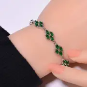 Tsavorite 925 Sterling Silver Tennis Bracelet 8.99" B_9734_683_15 Valentine Gift
