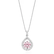 KISS Sterling Silver Round Pink and White Precious Stones Pendant