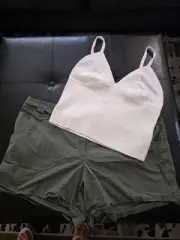 3x 22 Plus Womens Military Army Green Shorts Ribbed Cami Swester Tank Top