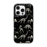 iPhone 16 Pro Impact Ring Stand Case MagSafe Compatible Dinosaur Fossils on Black