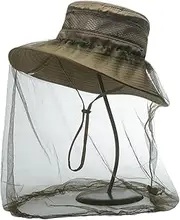 Head Net Beekeeping Hat - Face Neck Fly Netting Hood - Summer Anti-Gnat Head Covering Quick-Drying for Outdoor, Wide-Brim Sunscreen