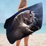 Thrilling White Horse Silver Ghost Microfiber Beach Towel