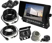 Elinz 7" Monitor HD 12V 24V CCD 4PIN CCD 3 AV Inputs 600TVL Eyeball Reversing Camera Mini CMOS Truck Caravan, 1x 20M Advanced 4PIN Cable